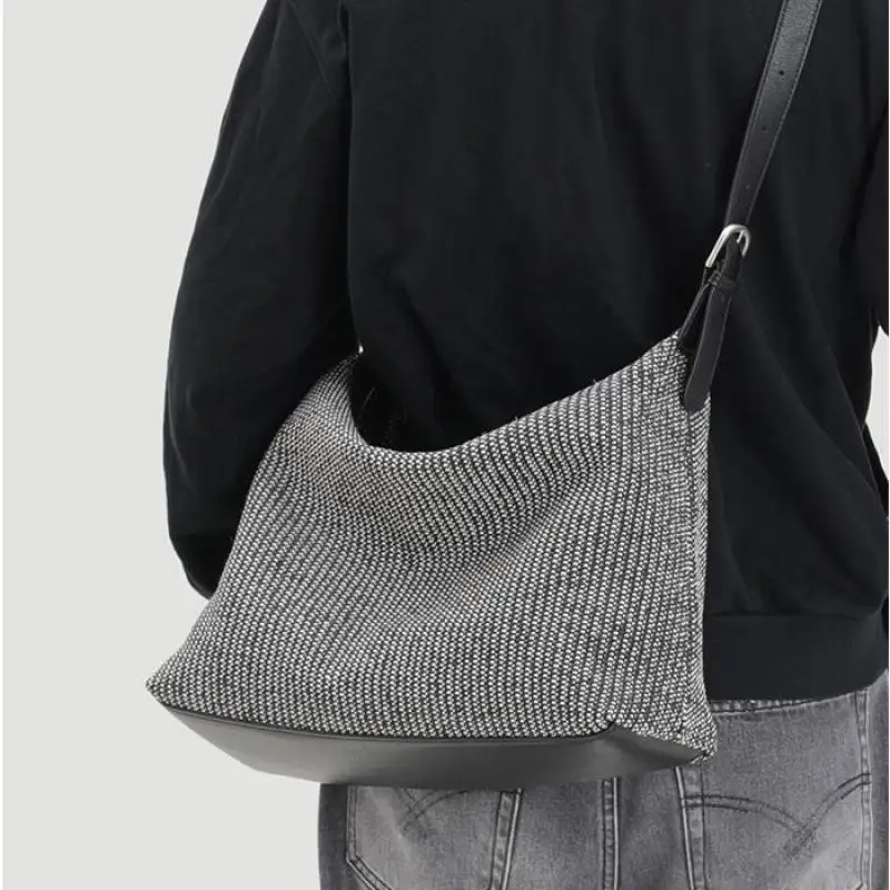 

2026 New Fashion Cotton Knitted Women's Bag Simple And Versatile Horizontal Square Large Capacity Single Shoulder Crossbody Bags