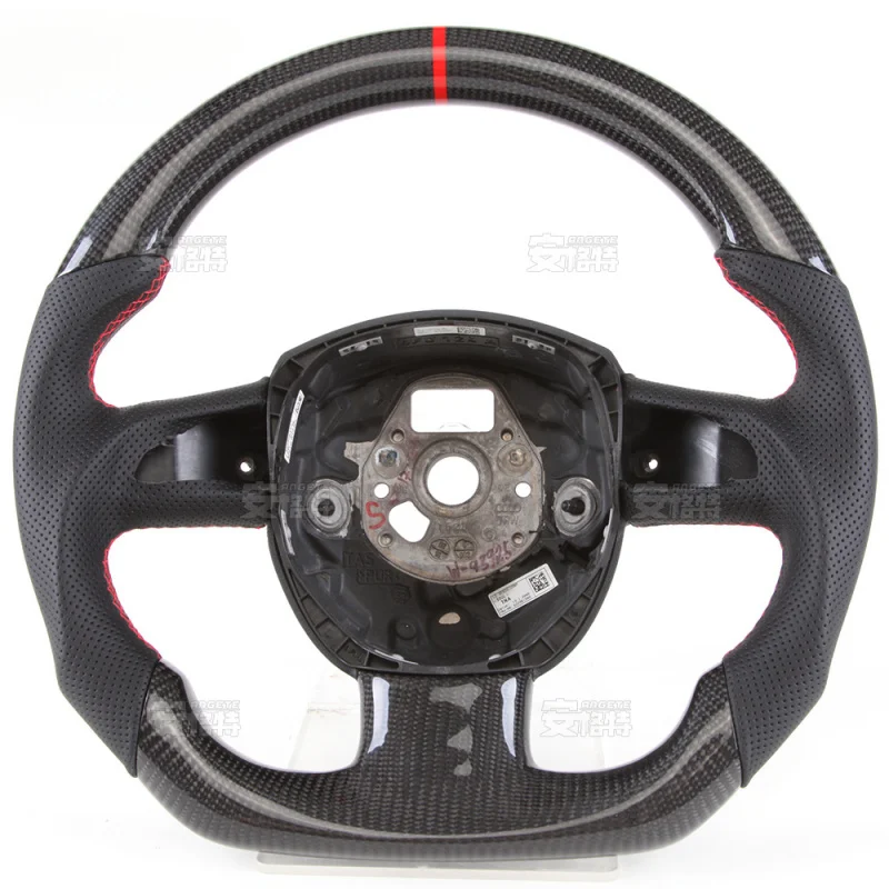 For Audi A4L (2017) Red Position Line Carbon Fiber Frame Steering Wheel Assembly (Modification Upgrade Part)