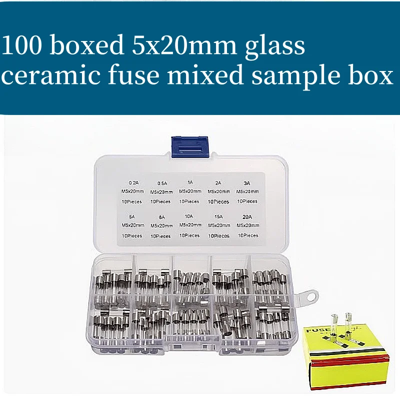 

100 boxed 5x20mm glass ceramic fuse mixed sample box with fuse tube 0.2A~20A
