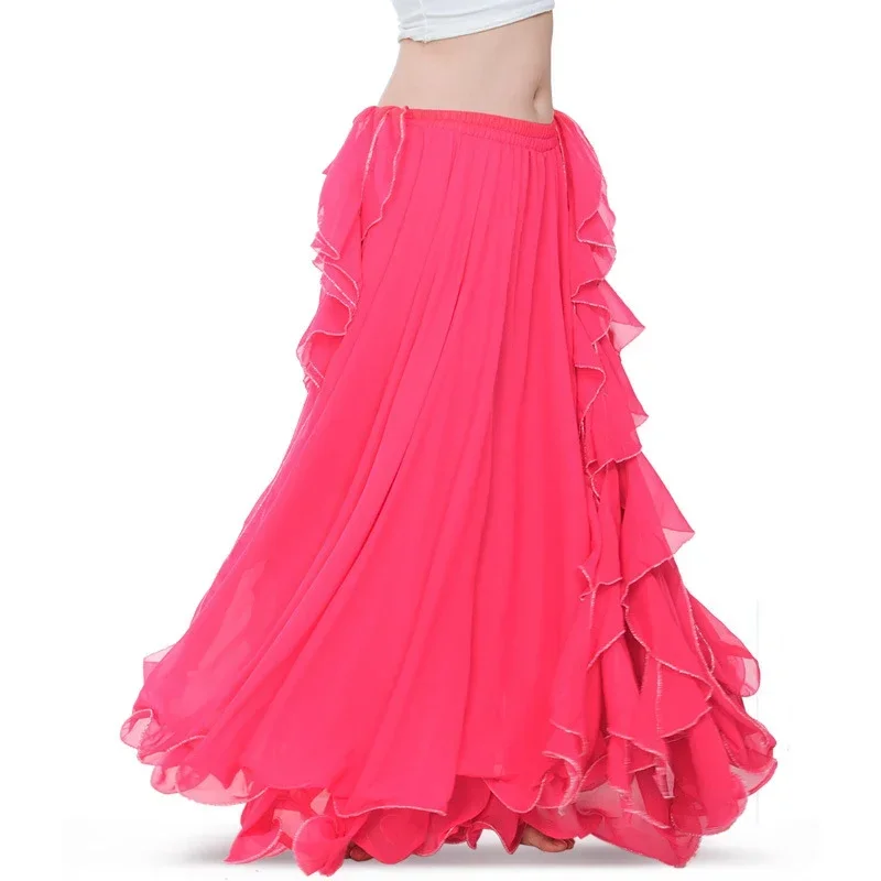 Chiffon Double High Slits Oriental Belly Dance Skirts For Women (Without Belt) Bellydance Costume Accessoires Skirt