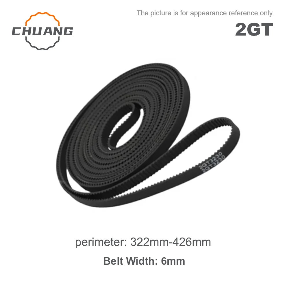 GT2 closed-loop synchronous belt rubber 2GT 6mm 3D printer accessories 322mm~426mm synchronous belt components