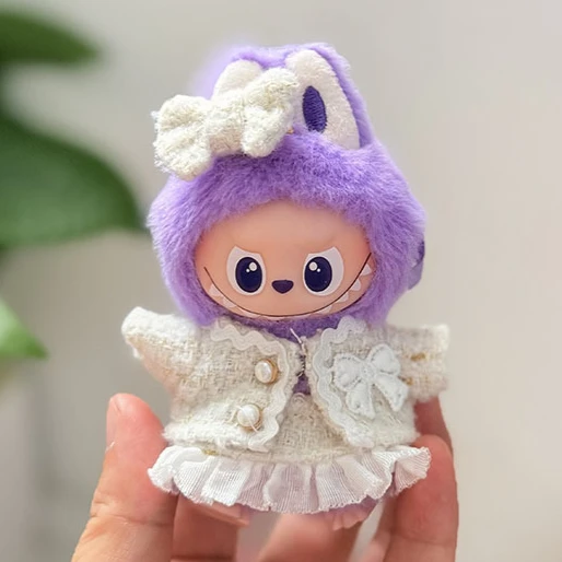 Luxury Small Fragrant Clothes for Labubu 4.0 Korea StyleCute Hu Bow Headpiece Clothes for 10cm Ladbubu V4 Dolls Accessories
