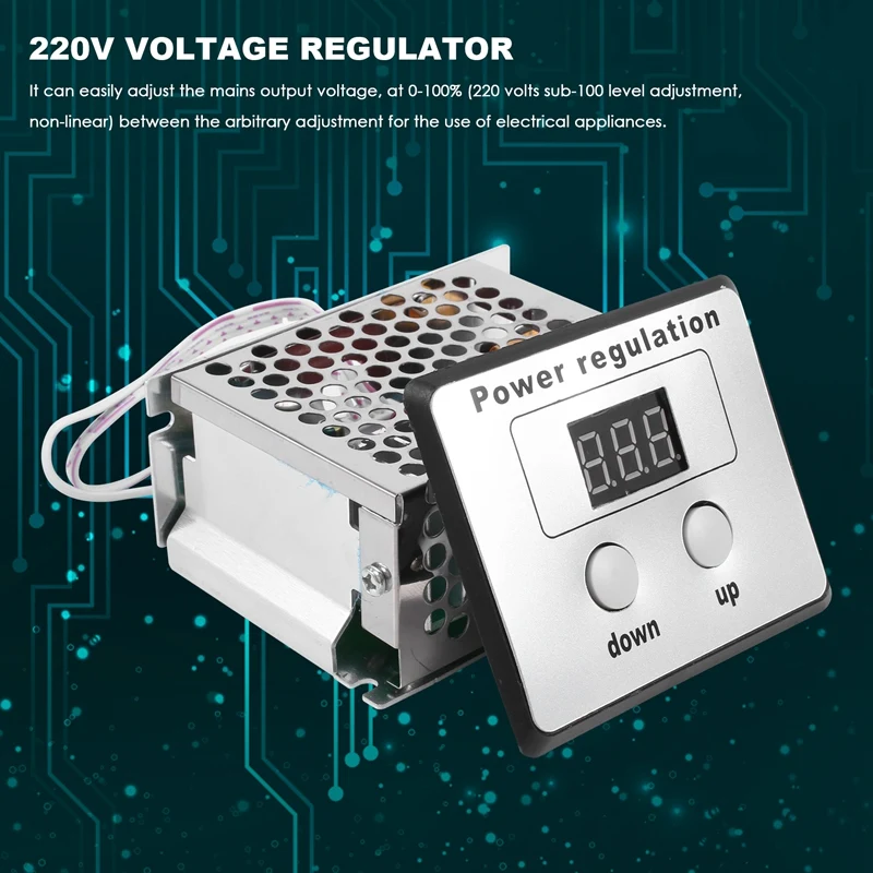 AC SCR 전압 조정기, 조광기 전기 모터 속도 온도 컨트롤러, 온수기 소형 모터용, 4000W, 220V