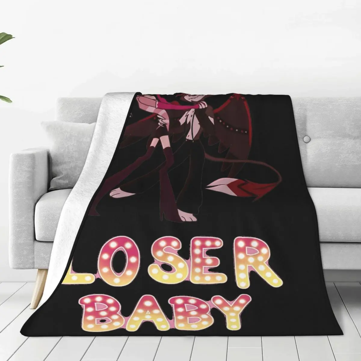 Comfort Loser Baby Hazbin Hotels Comdy Blanket Stuff Sofa Decorative Throw Blankets Ultra-Soft Velvet for Bedroom