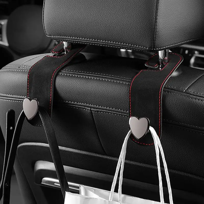 Hooks For Car Seat Headrest PU Leather High Load-Bearing Car Seat Hanger Hook Automotive Seat Back Organizers For Car Seat