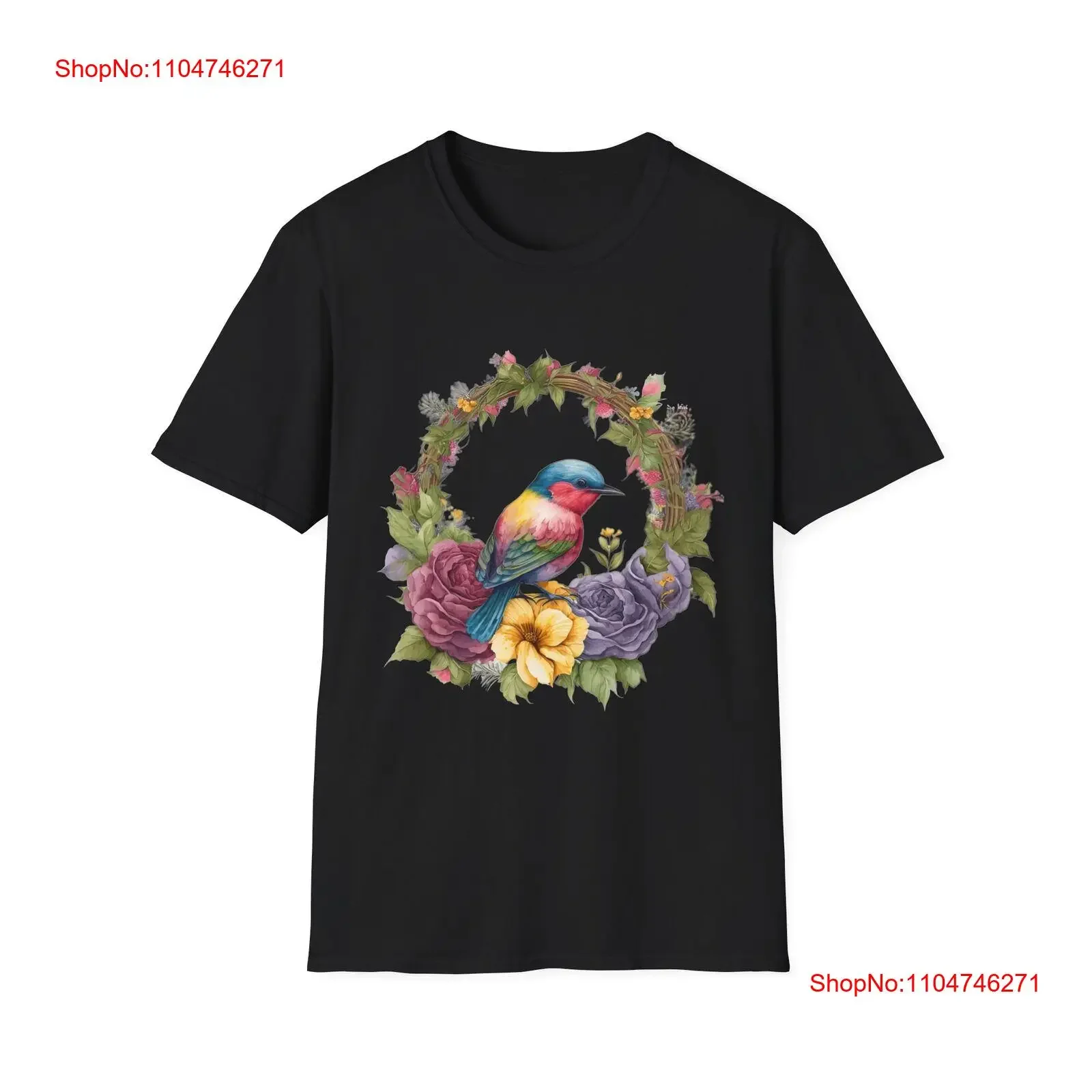 Camiseta Floral con diseño de pájaro, amante de la naturaleza, ecológica, para lavada vintage, Top estirado Unisex para uso diario, ropa de calle ligeramente