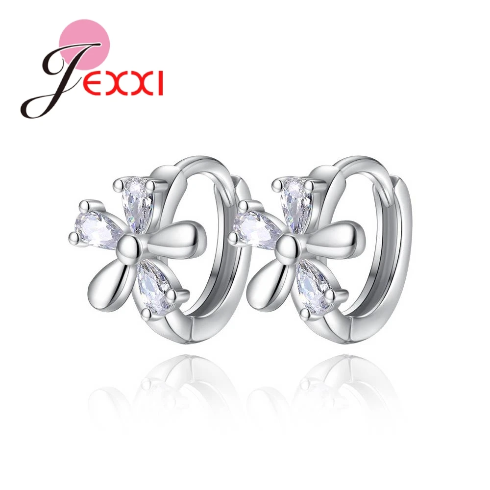 Women's Vintage Clear Crystal Flower Shape Earrings