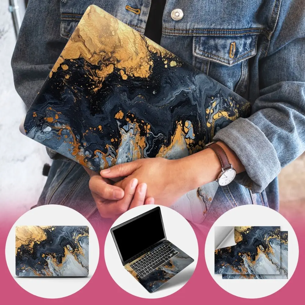 

DIY A + C боковые 15-дюймовые наклейки для ноутбука, мраморная текстура, устойчивая к царапинам, чехол для ноутбука, водонепроницаемый ПВХ