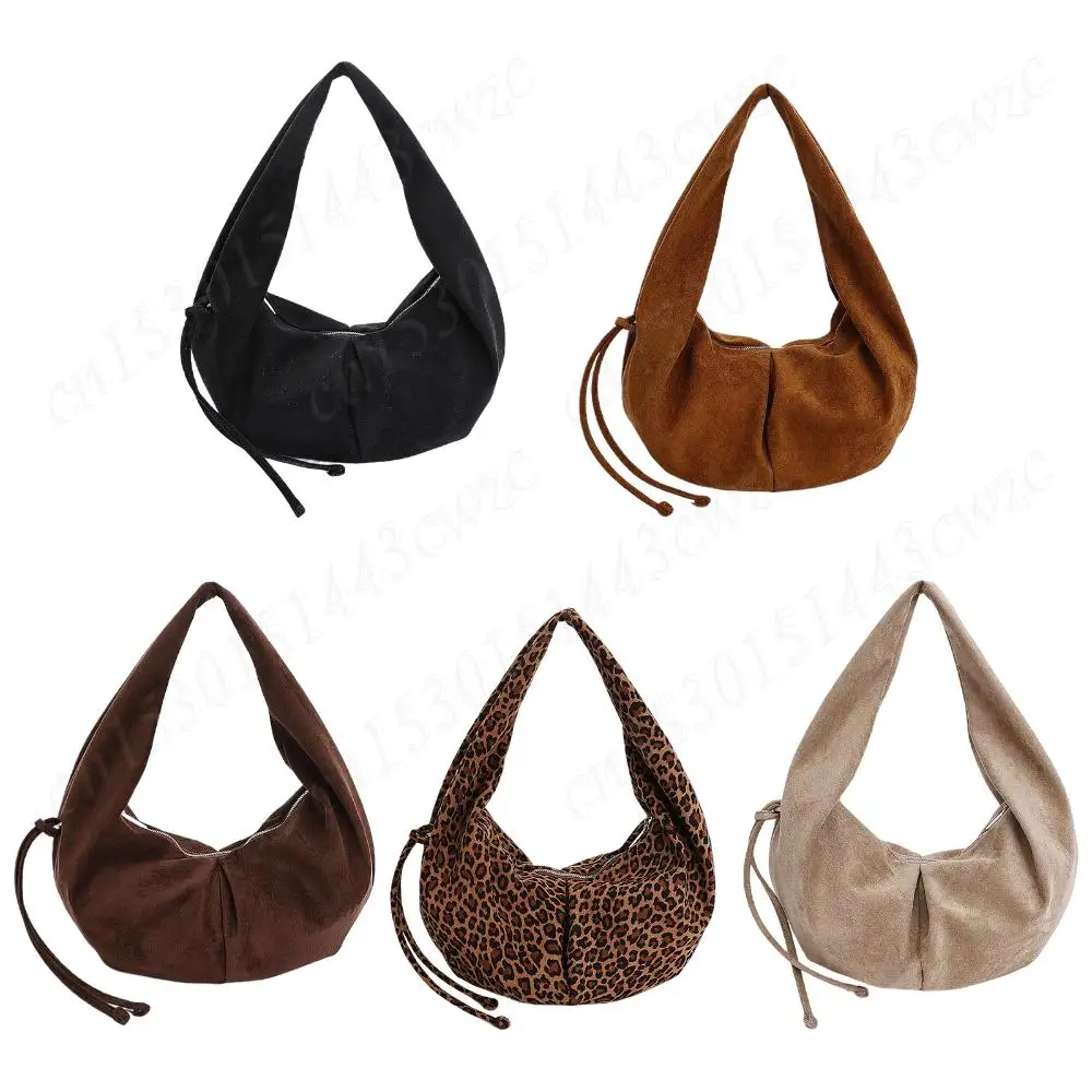 

Women Gilrs Faux Suede Solid Color Shoulder Bag with Zipper Large Capacity Tote Bag for School Work Shopping Travel Daily Use