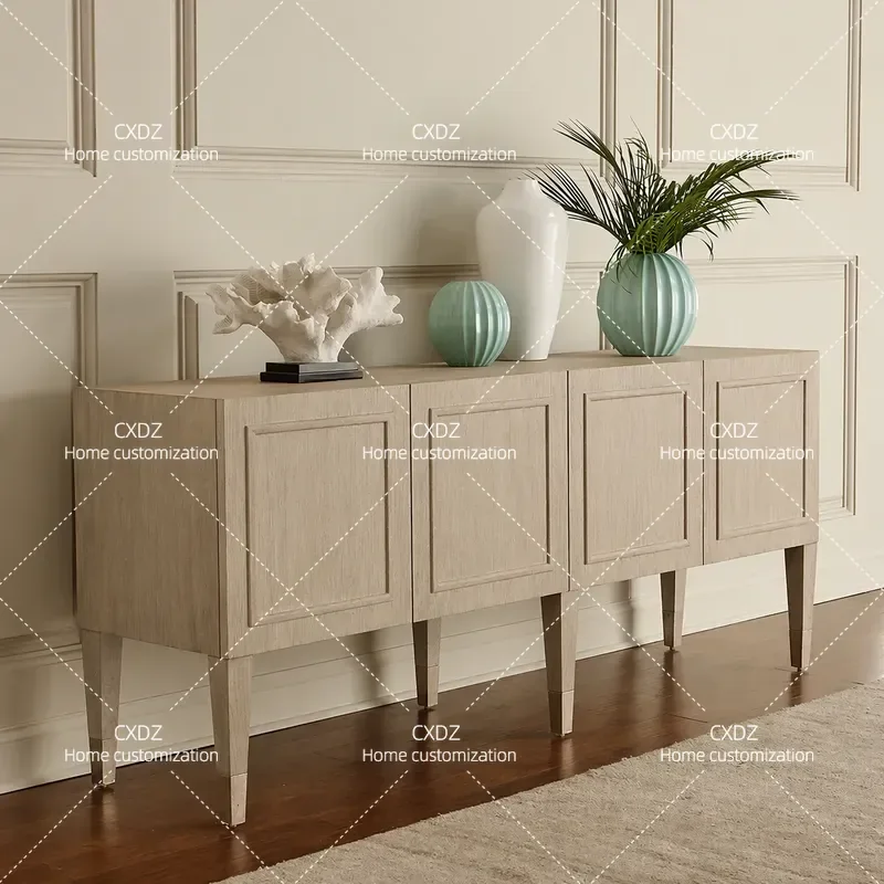 American Solid Wood Wine Cabinet Entrance Shoe Storage Integrated Log Door Living Room TV Stand Console Table Home Furniture