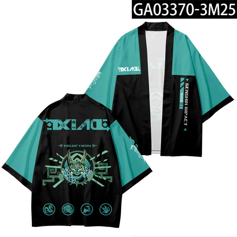 

Cosplay Anime Genshin Impact Xiao Cosplay Kimono Costume Xiao Skull Fashion Printed Short Sleeve Party Cloak 72th