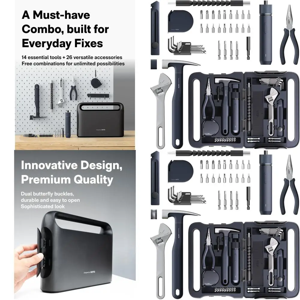 

40-Piece Smart Electric Screwdriver Tool Kit with 14 Tools and 26 Accessories for Home, Dorm, and DIY Repairs
