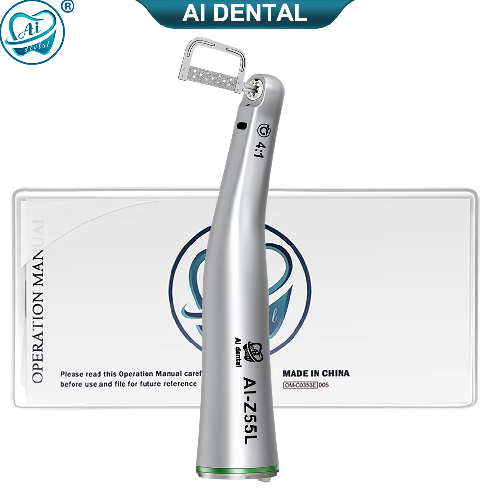 AI-Z55L Dental Orthodontic Contra Angle Handpiece 4:1 Optical Fiber Reciprocating IPR System Stripping Slow Speed NO Saw Blade