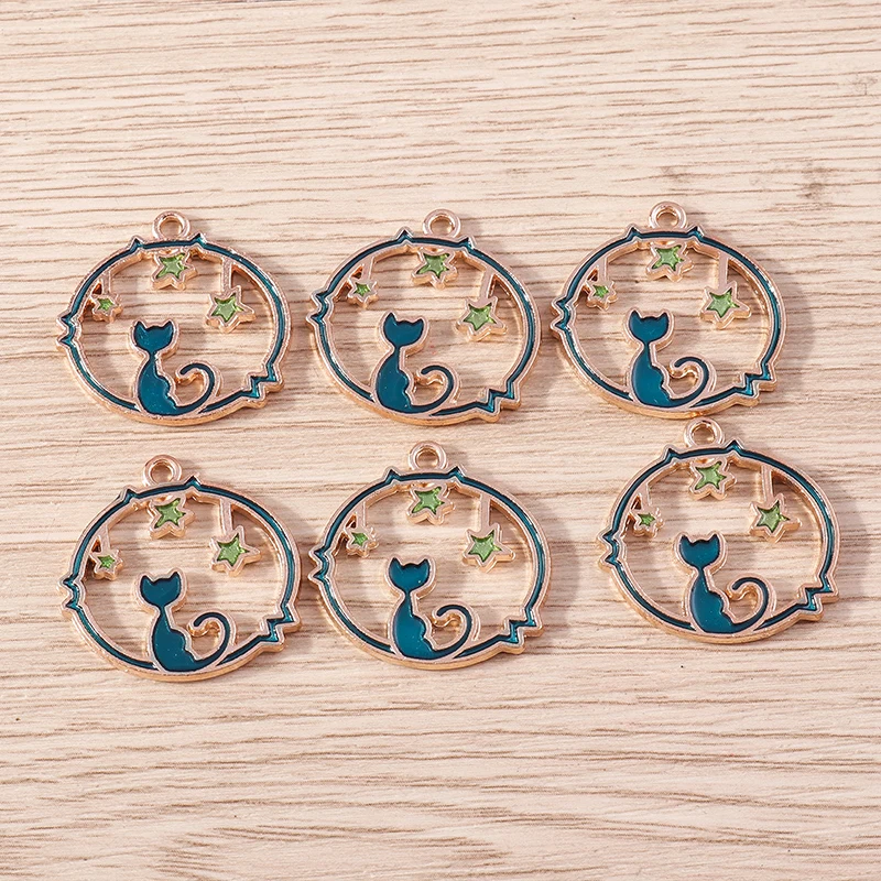 10 Stück Cartoon-Tier-Anhänger, Emaille-Katzenanhänger für die Herstellung von Ohrringen, Halsketten, Armbändern, DIY-Bastelarbeiten, Schmuckzubehör – Detail 10