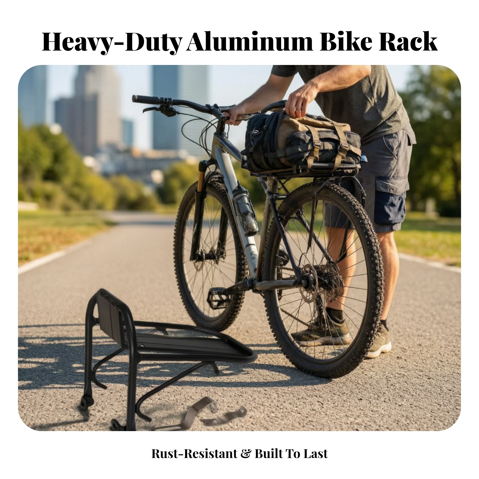 Bike Rack with Mounting Hardware Aluminum Alloy Bike Cargo Rack Stable Sturdy for Commuters, Commuting, Errands