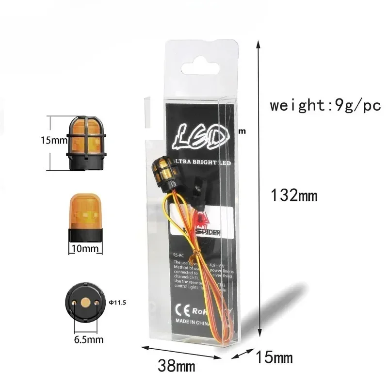 1pcs 360 Degree Rotating Light LED Engineering Lamp for 1/14 Excavator Tamiya RC Truck Trailer Tipper Scania 770S Car Diy Parts