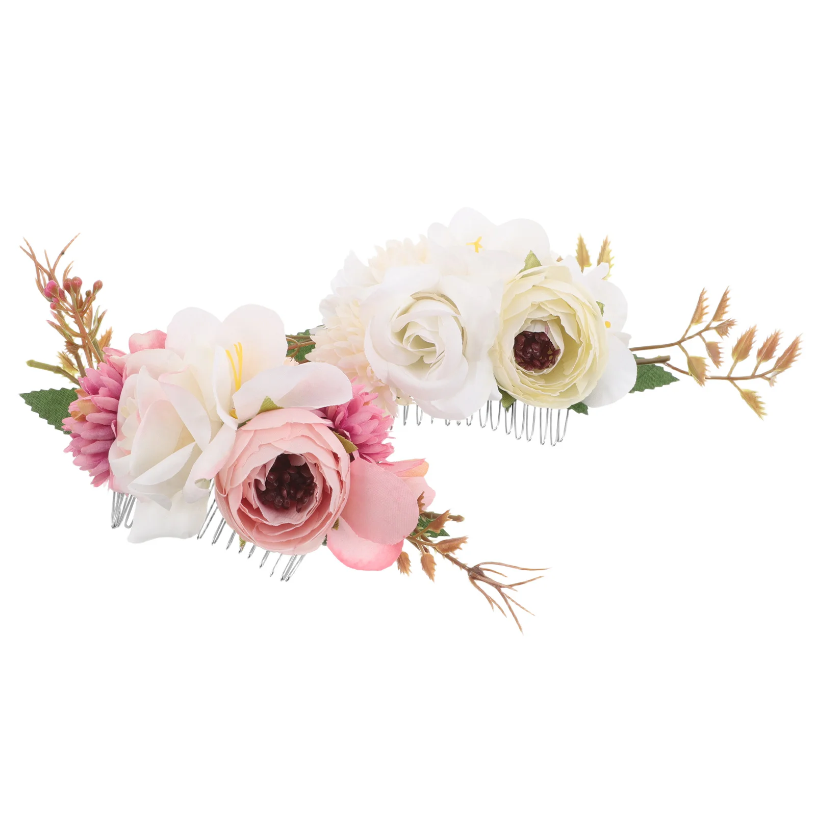 

2Pcs Artificial Flower Bridal Hair Combs Natural Boho Wedding Hair Accessories Beach Rustic Headpieces for Brides