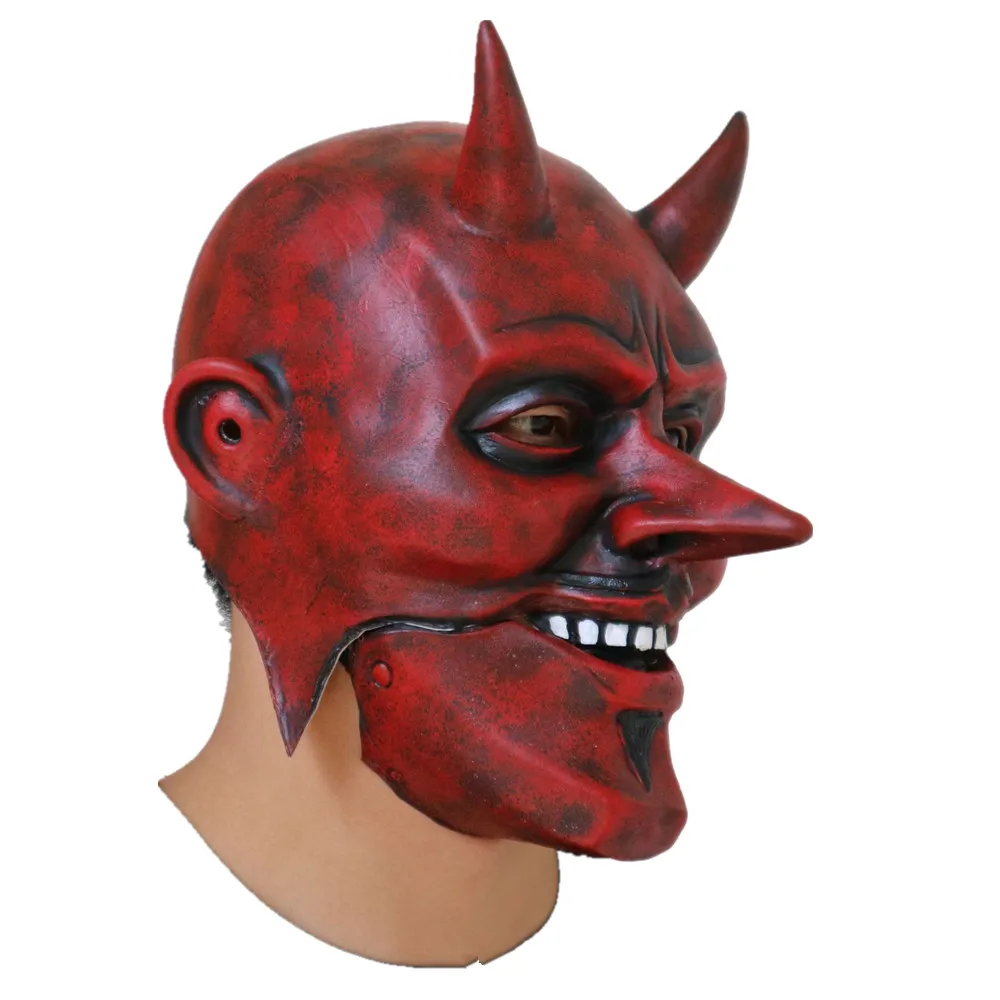 Halloween-Grimassenmaske, Cosplay-Maske mit beweglichem Mund, rote Dämonenkönig-Kopfbedeckung, lustige Maske, Tanz-Make-up-Requisiten – Detail 3
