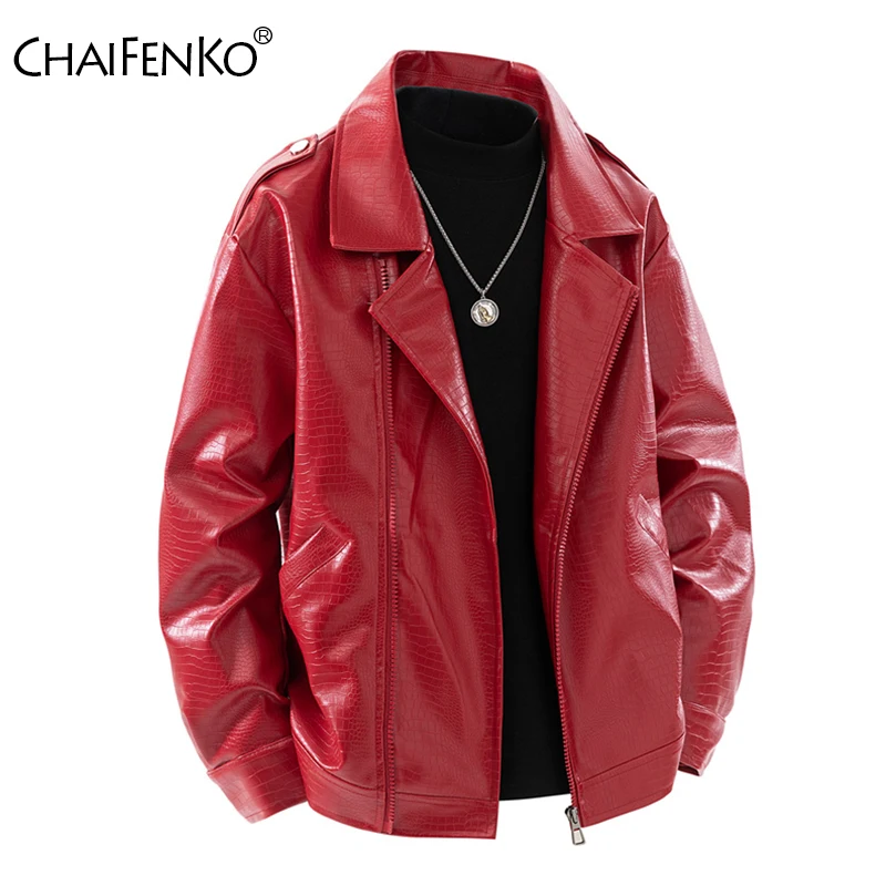 Spring Autumn Retro Solid Men Tops New Fashion Casual Lapel Leather Jacket Outdoors Loose  Versatile Comfort Windproof Coat Men