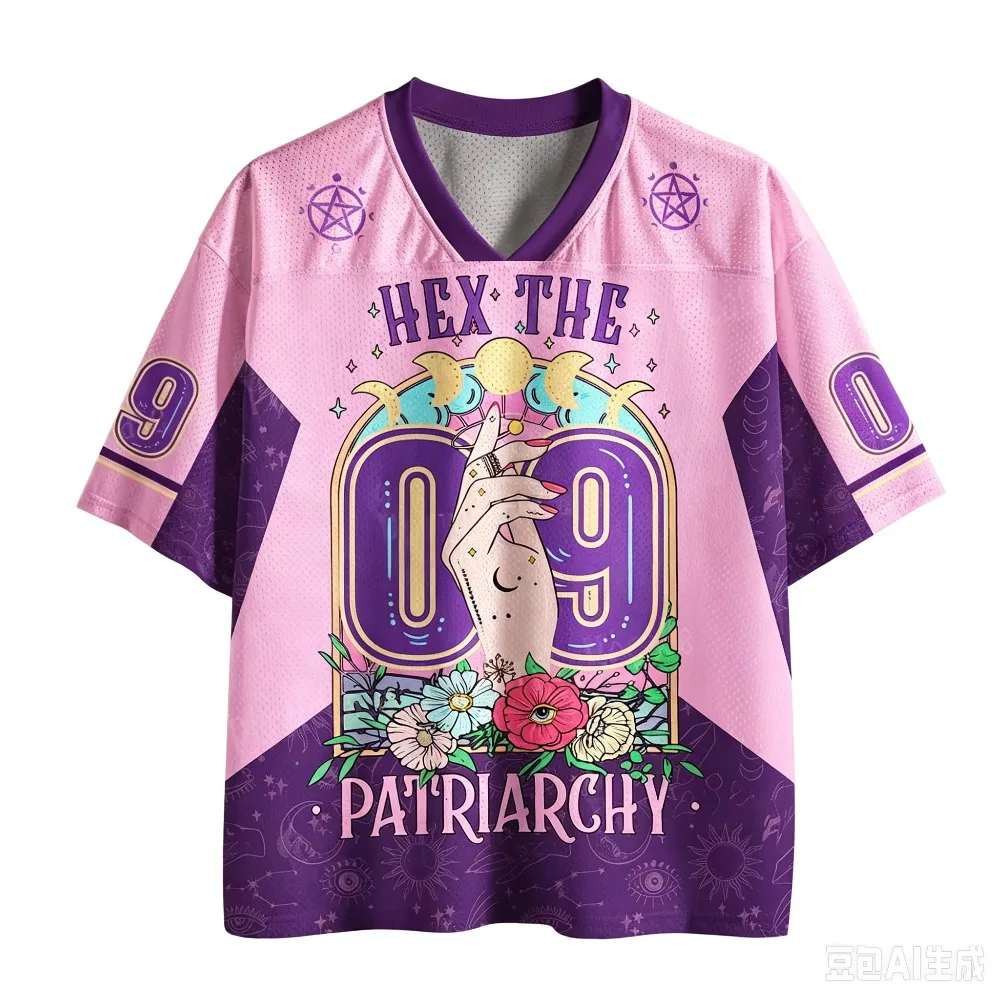 Gothic Fußballtrikot Vintage 3D-Druck Herren Damen Schnelltrocknend Atmungsaktiv V-Ausschnitt Locker T-Shirt Modisches Streetwear Y2K Elternkleidung – Detail 15