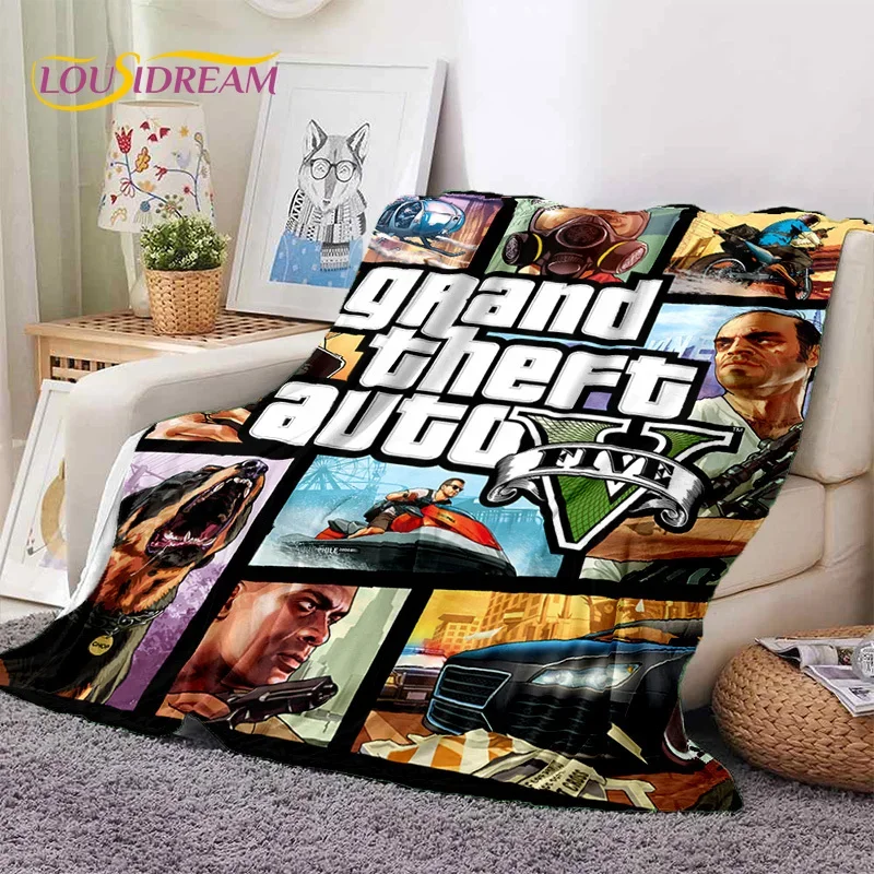 GTA Game Grand Theft Auto Gamer Soft Flannel Blanket for Beds Bedroom Sofa Picnic,Throw Blanket for Cover Outdoors Leisure Gift