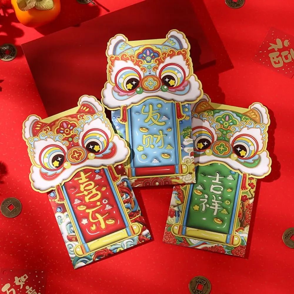 4pcs/set Cartoon Red Envelopes Besh Wishes Zodiac Snake Lucky Money Bag Blessing Hongbao Chinese Style Snake Year Red Packets