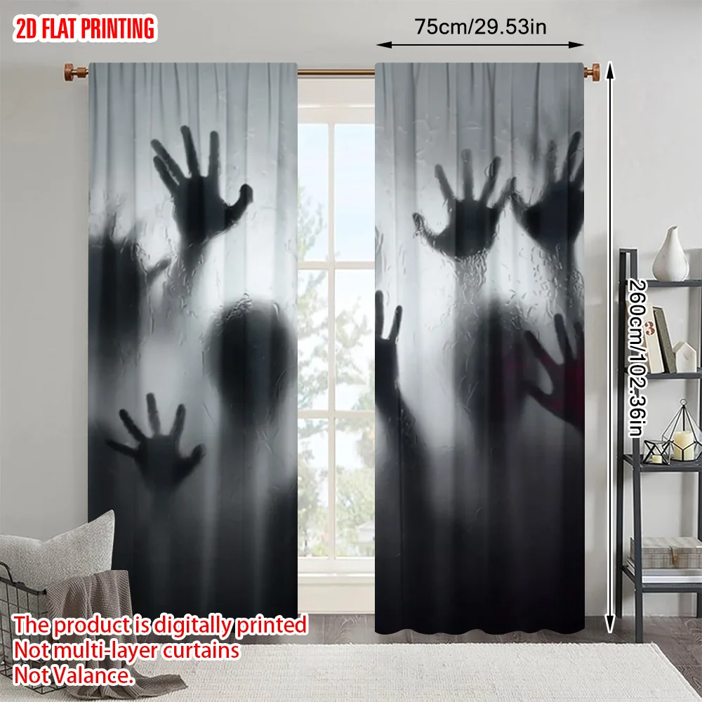

2pcs, plane printing Light Filtering Curtains Ghost silhouette Polyester Easy Install (without rod) Home Decor Use for Various