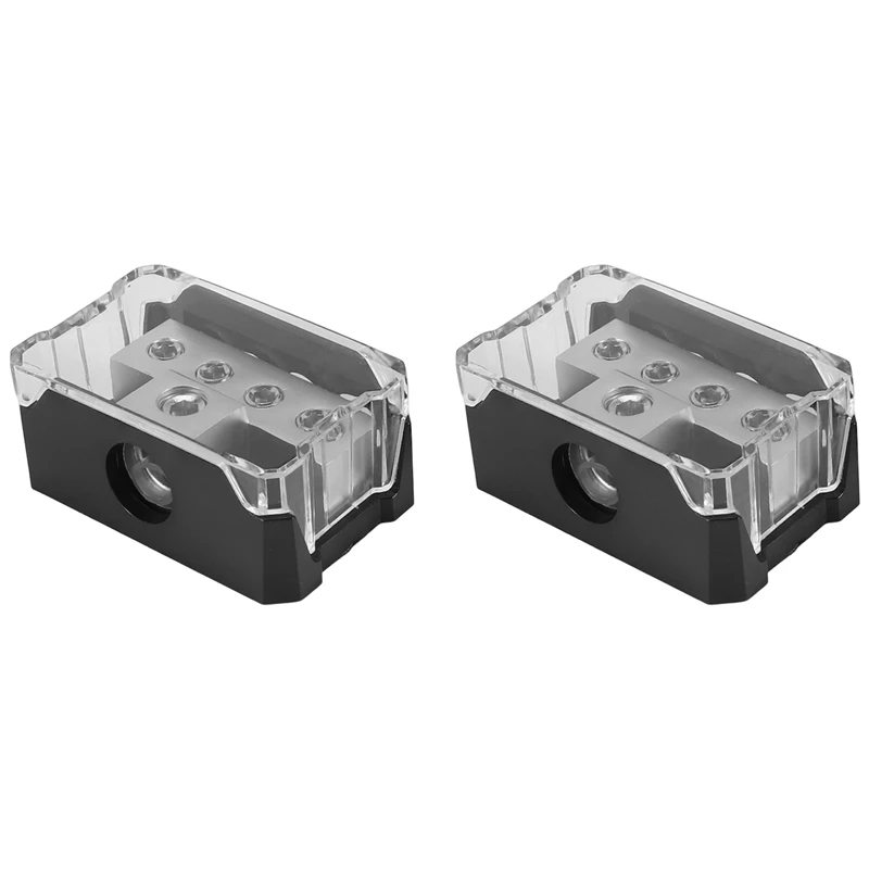 4Way Power Distribution Block 0/2/4 AWG Gauge In 4/8/10 Gauge Out Car Audio Connecting For Audio Splitter X2(1 In 4 Out)