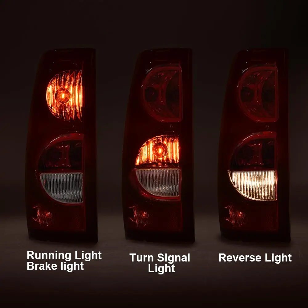 Luz traseira Conjunto de lâmpada traseira com chicote sem lâmpadas O Lente vermelha Lado esquerdo compatível com Chevy Silverado Pickup 2003-2006
