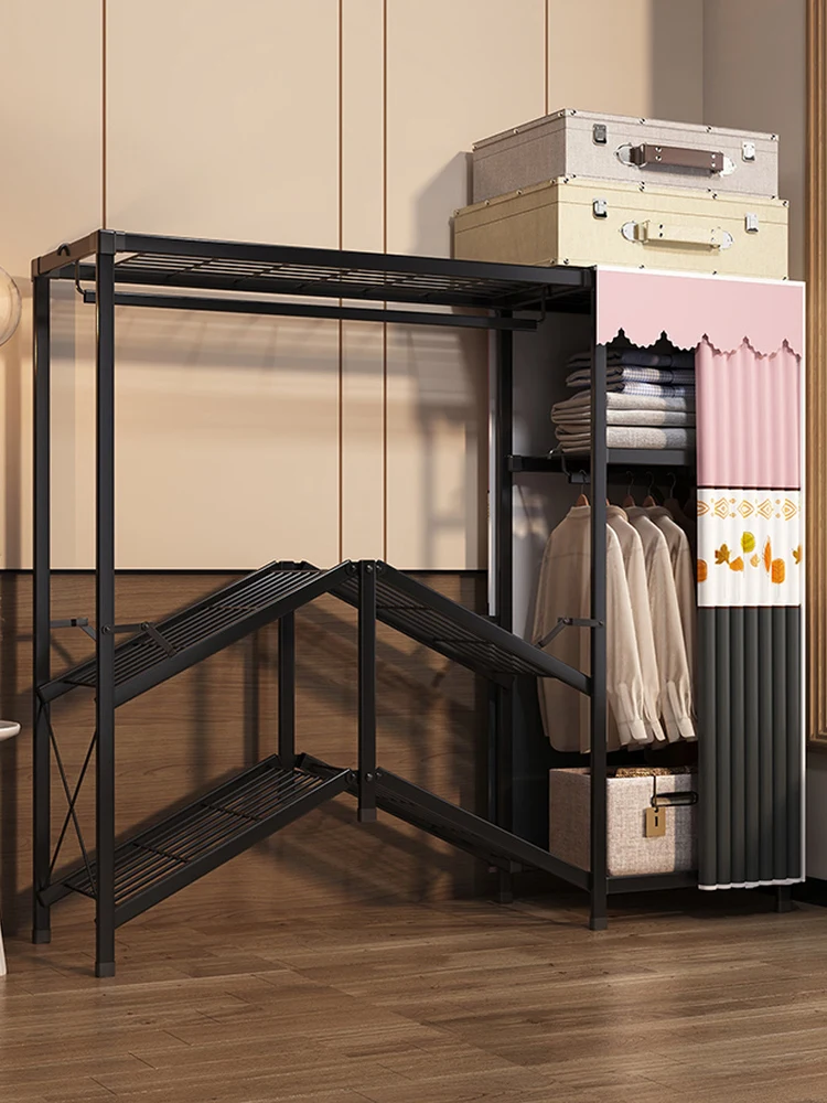 

Folding Simple Wardrobe Household Bedroom Installation-free Cloth Wardrobe Rental Room With Full Steel Frame Strong And Durable