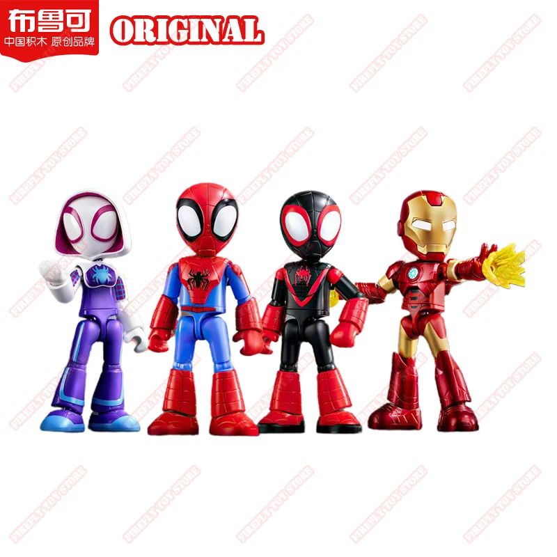 BLOCKEES Original Spidey Amazing Friends Animation Movies Peripheral Toys Q-Version Movable Model Figure Collection