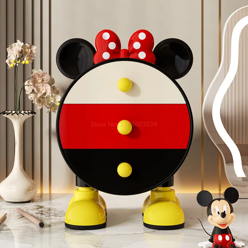 ديزني ميكي صندوق تخزين مكتبي صندوق تخزين عالي القيمة القلم ومكتب عمل عنبر صندوق بأدراج أنيمي تخزين الرف Kawaii اللعب