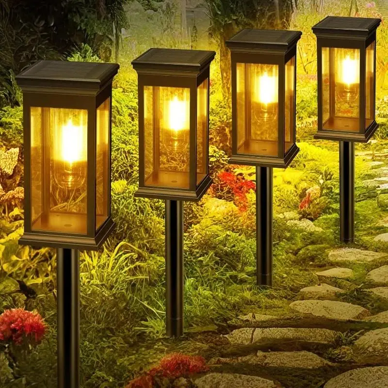 4Psc Solar Pathway Lights Solar Lights Outdoor Solar Powered Garden Lights for Walkway Yard Backyard Lawn Landscape Lighting Decor