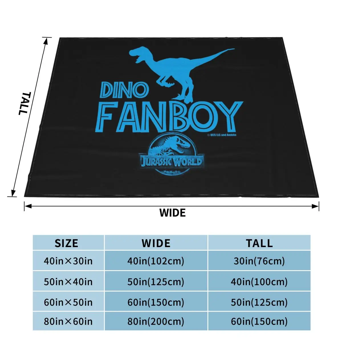 Dino Fanboy - Jurassic World Blanket Soft Warm Flannel Throw Blanket Cover for Bed Living room Picnic Travel Home Couch