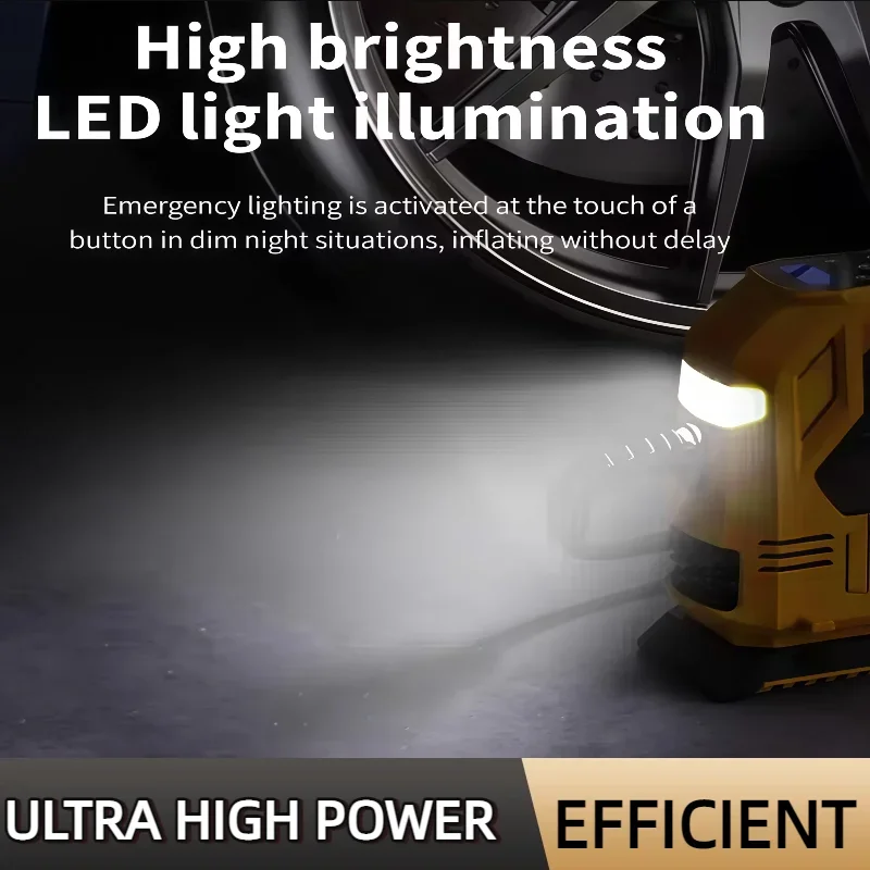 Bomba de ar portátil para inflar pneus, compressor recarregável, digital, sem fio, elétrica, ferramentas para inflar pneus de carro, para dewalt, bateria de 20v