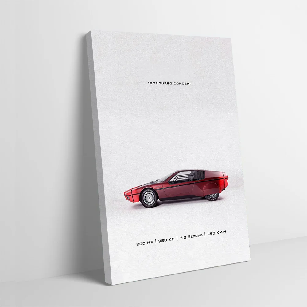 Sports 1972 Turbo Concept Car Poster Customizable Printed Canvas Painting Wall Art Gift for Home Decorations Bedroom Decoration