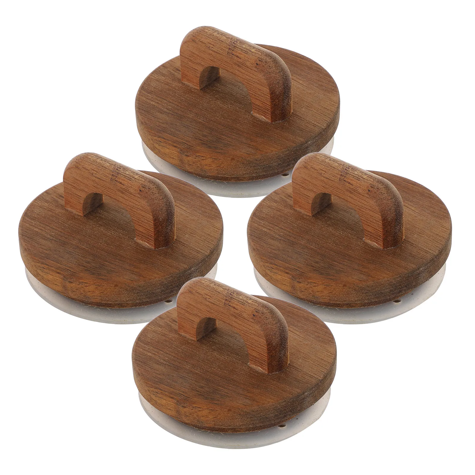 4Pcs Airtight Acacia Wood Jar Lids Leakproof Silicone Seal Wooden Handle Round Glass Storage Canisters Wide Mouth Coffee Tea