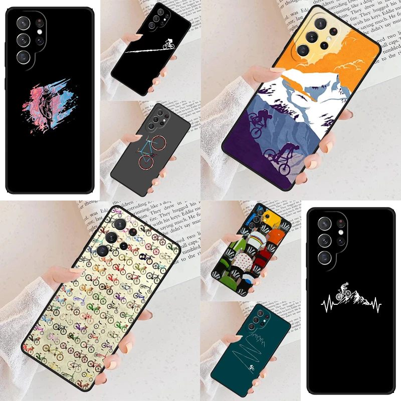 Mountain Bike Cyclist Cycling Phone Case For Samsung Galaxy S24 S23 S22 S21 Ultra S10 Note 10 Pro S20 Plus FE S9 S8 Cover