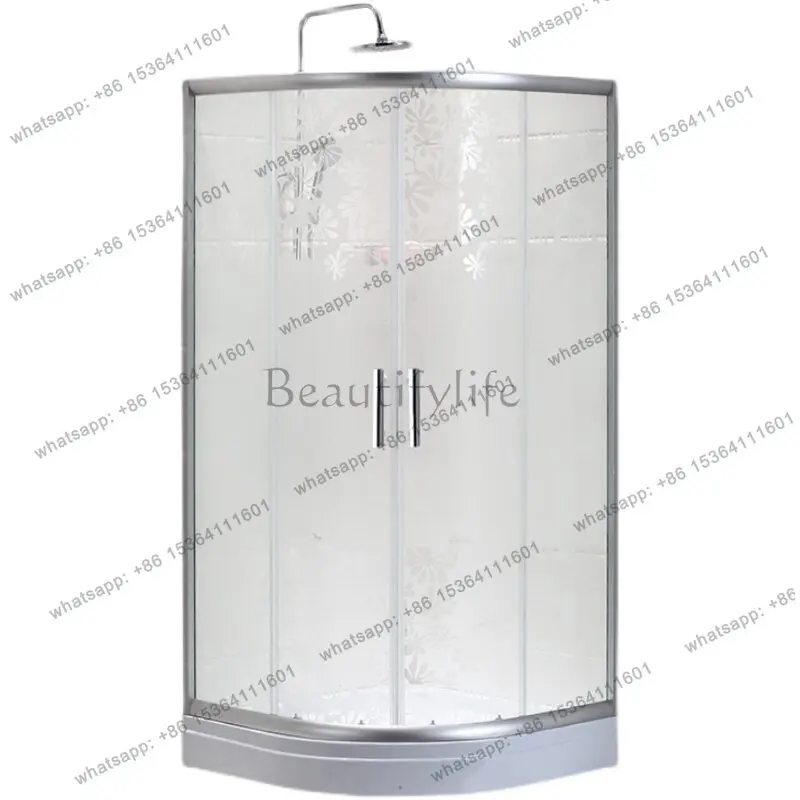 

Frosted simple shower room with base small apartment tempered glass sliding door partition bath
