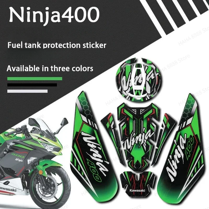 For Kawasaki Ninja400 modified motorcycle 3D stereodimensional tank sticker, thickened non-slip fish bone sticker tank protector