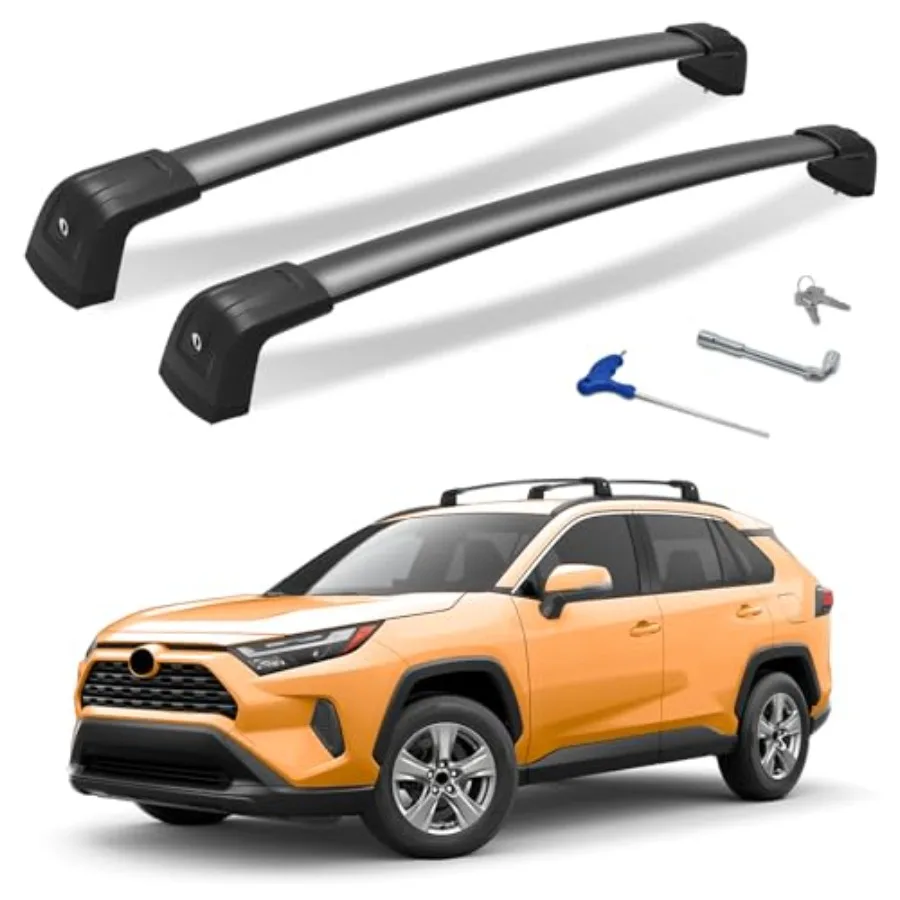 

300lbs Roof Rack Cross Bars for Toyota RAV4 2019-2025 XLE XSE Premium Limited Hybrid with Side Rails Aluminum Heavy Duty Lockab