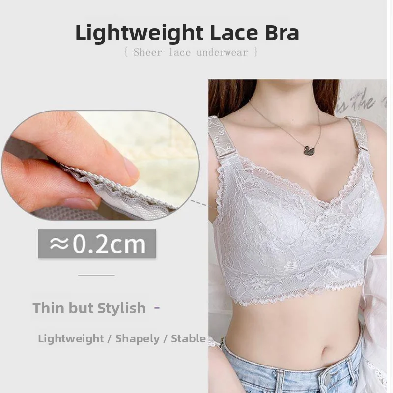 Ultra-Thin Women's Bra Adjustable Large Chest Appearance Small Chest Correction Underwear Anti-Sagging Side Breast Collection