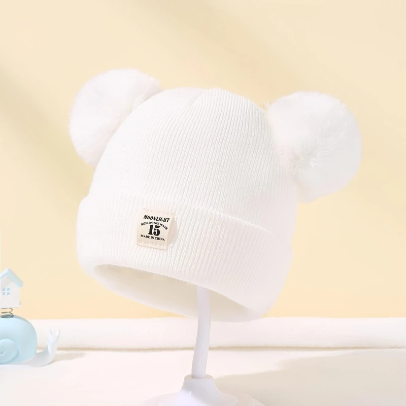 Autumn Winter Baby Warm Knitted Hats with Pom Kids Knit Beanie Hat Solid Color Children Hat for Boys Girls Accessories BucketHat