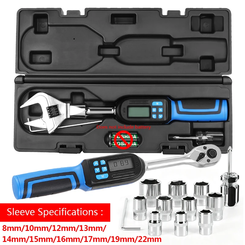 ± 2% High Precision Interchangeable Head Digital Torque Wrench Preset Torque Ratchet Wrench With Buzzer LED Flash Notification