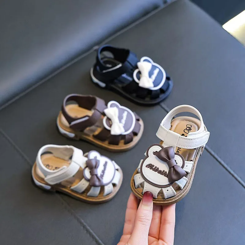 New Fashionable Girls Sandals Summer Bow Princess Sandals 3-14 Years Old Students Children Outside Wearing Versatile Sandals