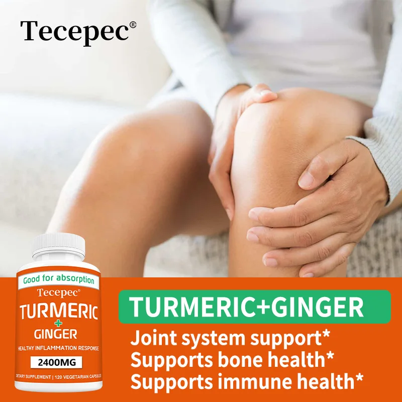 Organic Turmeric + Ginger High Strength 2400mg - with Black Pepper, Ginger & Active Curcumin - Healthy Joint Support