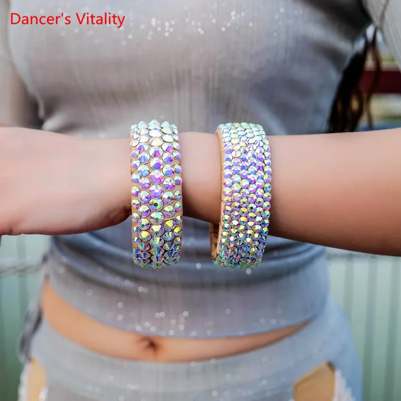 Belly Dance Hand Cuff Diamond Bracelet Jewelry Wristlet New Performance Accessories Rhinestone Open Bracelet