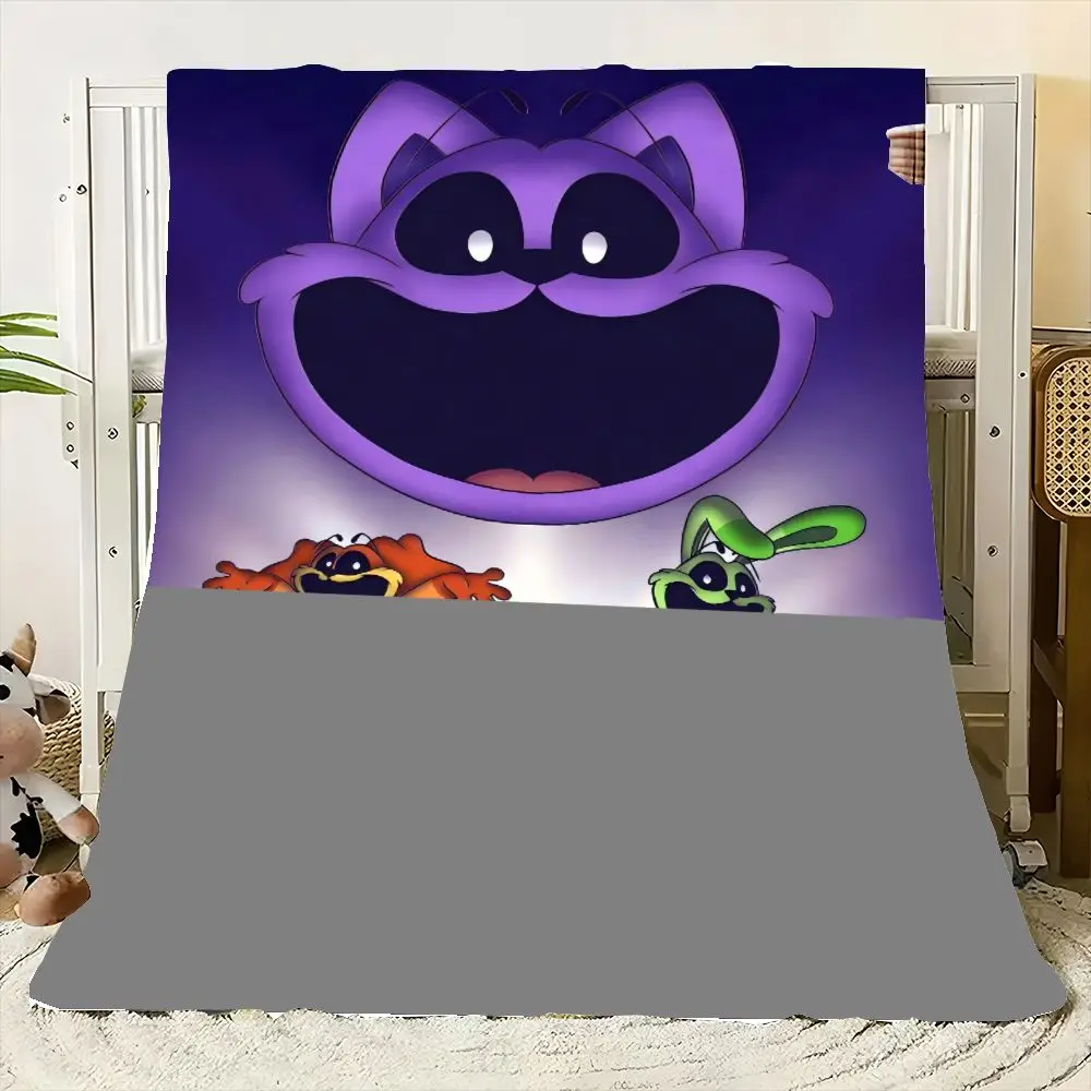 بطانية Critters المبتسمة النابضة بالحياة - بطانية رمي قطيفة كرتونية ملونة مع شخصيات مبهجة وتصاميم غريبة الأطوار - Perf