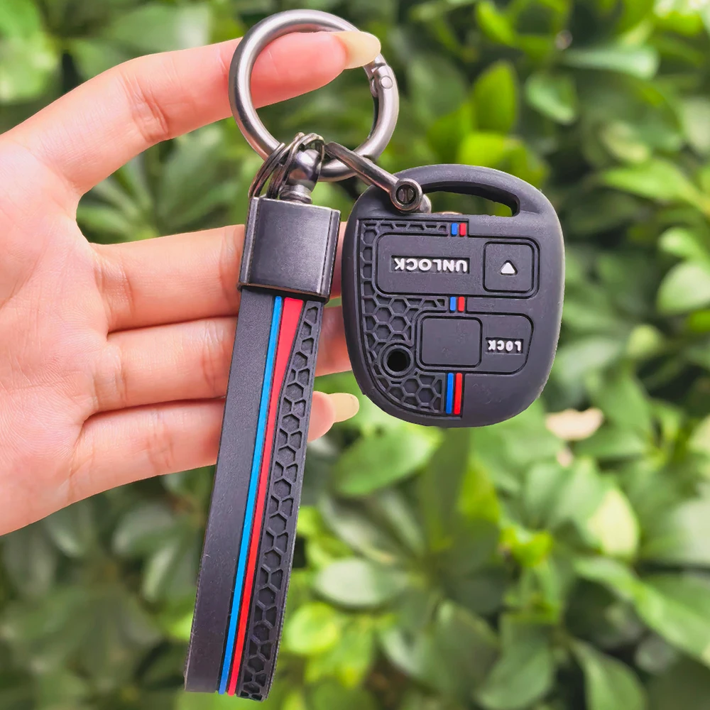 2 Buttons Silicone Car Key Fob Case Cover Keychain For TOYOTA CAMRY RAV4 Corolla PRADO YARIS Tarago For LEXUS view 5