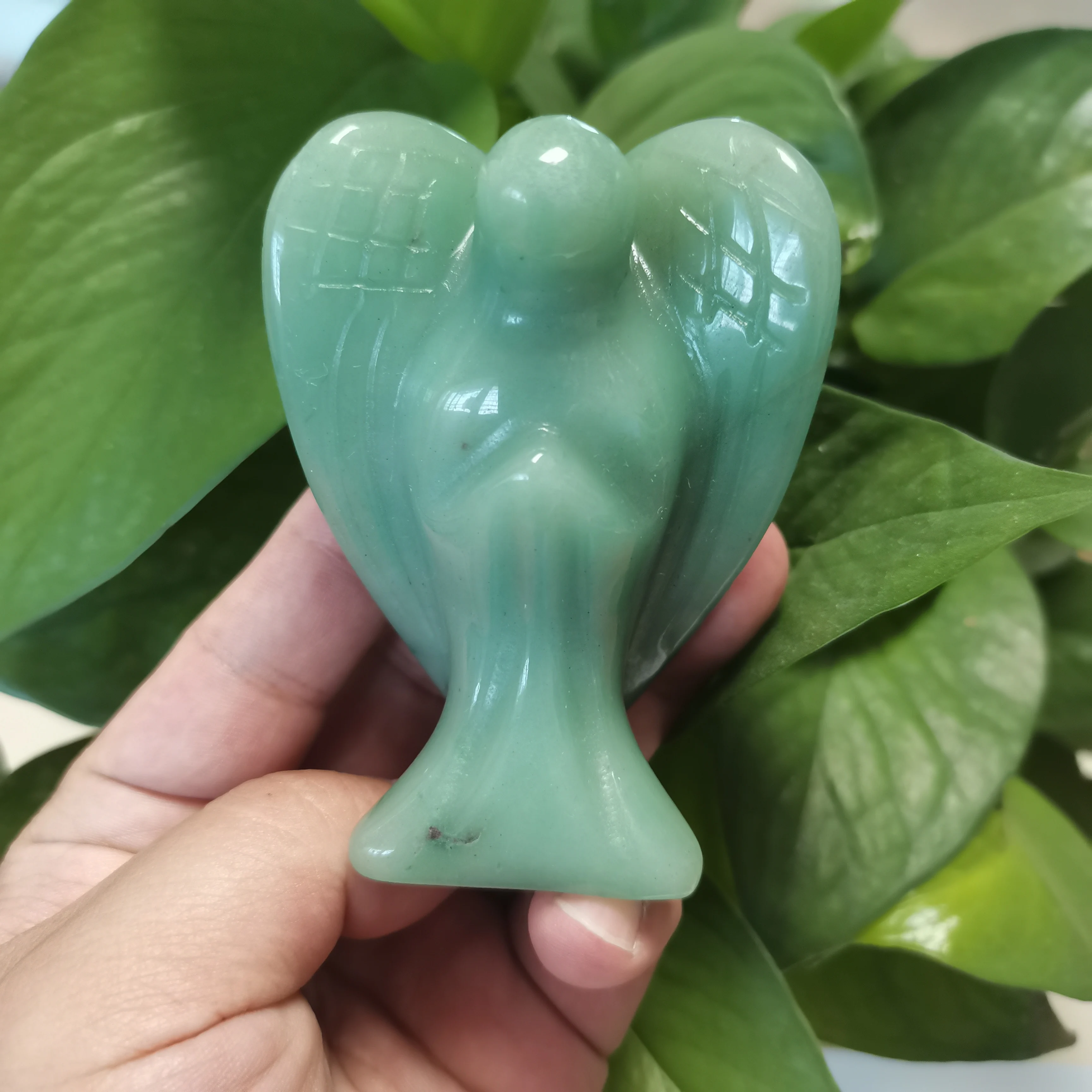 

90mm Ntural Green Dongling Jade Angel Figurine Healing Hand Carved Gemstone Statue Stone Craft Room Decor Ornaments 1pcs